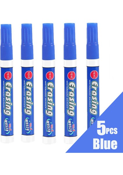 5 Adet Mavi (Kutu Yok) Stili Silinebilir Beyaz Tahta Kalemi Seti Çocuklar Için Grafiti Kalemler Kuru Silinebilir Tahta Siyah Tahta Kalemi Kalem Okul Malzemeleri (Yurt Dışından)