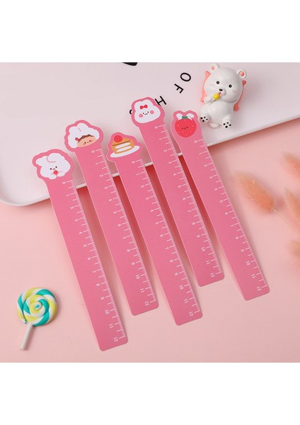 Pembe Tarzı Karikatür Kawaii Sevimli Plastik Düz Cetvel Ayraç Bükülebilir Cetvel Öğrenci Ofis Yaratıcı Boyama Ölçek Kırtasiye (Yurt Dışından)