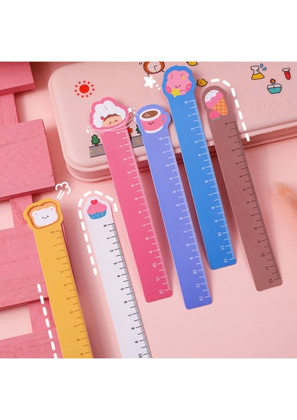 Pembe Tarzı Karikatür Kawaii Sevimli Plastik Düz Cetvel Ayraç Bükülebilir Cetvel Öğrenci Ofis Yaratıcı Boyama Ölçek Kırtasiye (Yurt Dışından) fiyatları