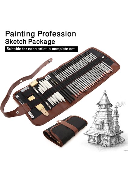 36 Kırmızı Yaprak Set Stili Profesyonel Çizim Kiti Ahşap Kalem Çanta Ile Sanat Malzemeleri (Yurt Dışından) fiyatları