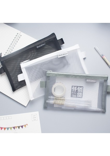 J Pembe Tarzı Yeni Basit Şeffaf Fileli Kalem Kutusu Ofis Öğrenci Kalem Kutuları Naylon Kalem Kutusu Okul Malzemeleri Kalem Kutusu Astuccio Scuola (Yurt Dışından) fırsatları