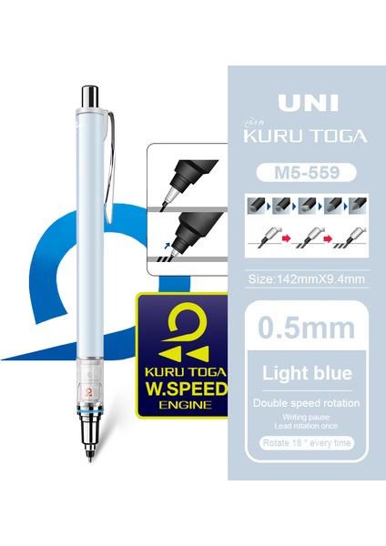 M5-559 L-Mavi Stili 1 Adet Japon Unı Kuratoga Otomatik Kalem M Sınırlı Mmt Otomatik Döner Yazma Sürekli Kurşun (Yurt Dışından)