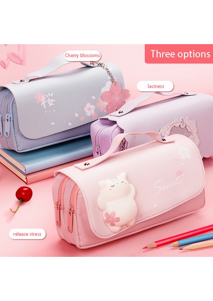 Dantel Mavi Tarzı Sevimli Kawaii Büyük Kapasiteli Kalem Kutusu Okul Kalem Kutusu Malzemeler Kalem Çantası Kızlar Hediye Kılıfı Kırtasiye (Yurt Dışından) fiyatları