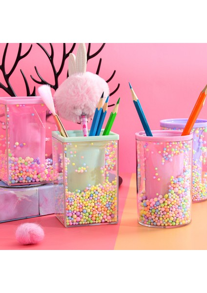 Kare Mor Tarzı Hayalperest ve Sevimli Köpük Top Kalemlik Tatlı Kız Stili Kawaii Kırtasiye Öğrenci Hediyesi (Yurt Dışından) modelleri