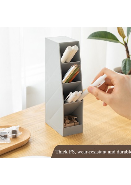 D Stili Çok Fonksiyonlu Büyük Kapasiteli Masa Kalemlik Makyaj Saklama Kutusu 4 Bölme Masaüstü Düzenleyici Standı Ofis Kırtasiye (Yurt Dışından) fırsatları