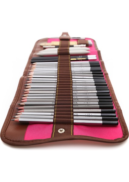 36 Kırmızı Yaprak Set Stili Profesyonel Çizim Kiti Ahşap Kalem Çanta Ile Sanat Malzemeleri (Yurt Dışından) modelleri