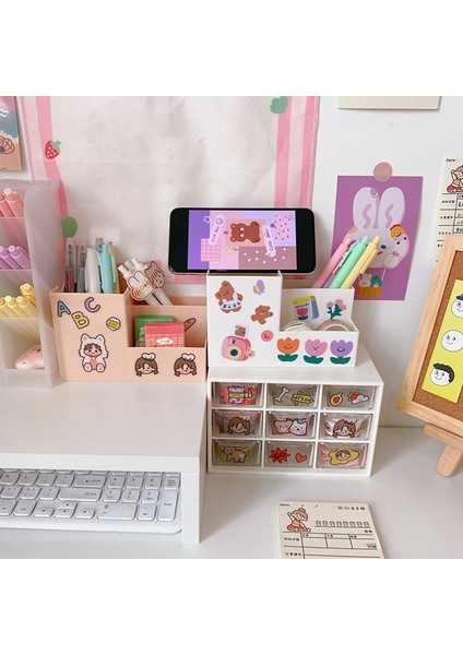 OSS22030TZ8 Stili Sevimli Çok Fonksiyonlu Masaüstü Kalem Tutucu Depolama Kutusu Masa Kalem Makyaj Organizer Ofis Okul Kırtasiye Hediye (Yurt Dışından) fiyatları
