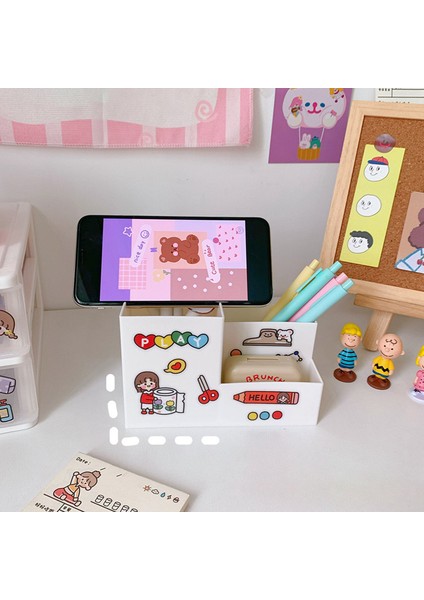 OSS22030TZ8 Stili Sevimli Çok Fonksiyonlu Masaüstü Kalem Tutucu Depolama Kutusu Masa Kalem Makyaj Organizer Ofis Okul Kırtasiye Hediye (Yurt Dışından) modelleri