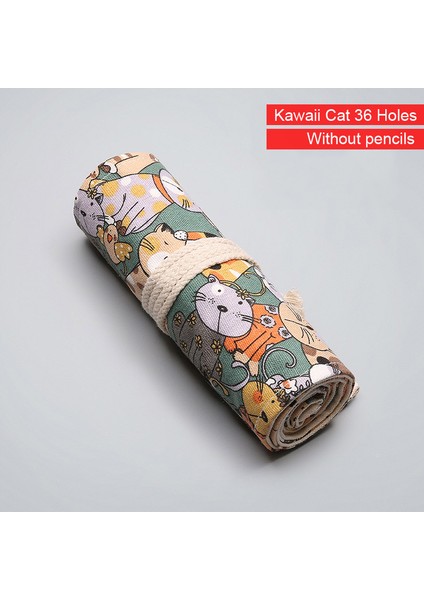 Lavanta Tarzı Delikler Rulo Renkli Kalem Kılıfı Kawaool Kanvas Kalem Çantası Kızlar Erkekler Sevimli Büyük Kalemlik Kutusu Kırtasiye (Yurt Dışından)