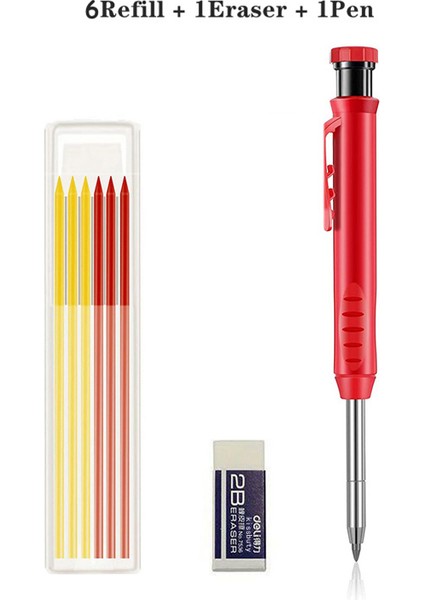 Pen-Mix Dolum B Stili 6 Yedek Uçlu Kalemtıraşlı Ahşap Işçiliği Derin Delik Mekanik Kalem Seti (Yurt Dışından)