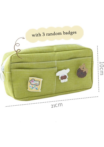 Orman-Yeşil Tarzı Sevimli Mor Tuval Kalem Kutusu Sevimli Hayvan Rozeti Pembe Kalemlik Büyük Okul Kalem Çantaları Kız Öğrenci Kırtasiye Malzemeleri (Yurt Dışından)