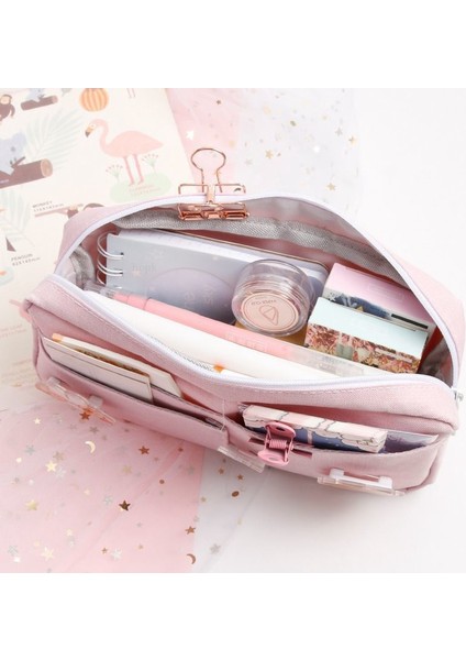 Orman-Yeşil Tarzı Sevimli Mor Tuval Kalem Kutusu Sevimli Hayvan Rozeti Pembe Kalemlik Büyük Okul Kalem Çantaları Kız Öğrenci Kırtasiye Malzemeleri (Yurt Dışından) modelleri