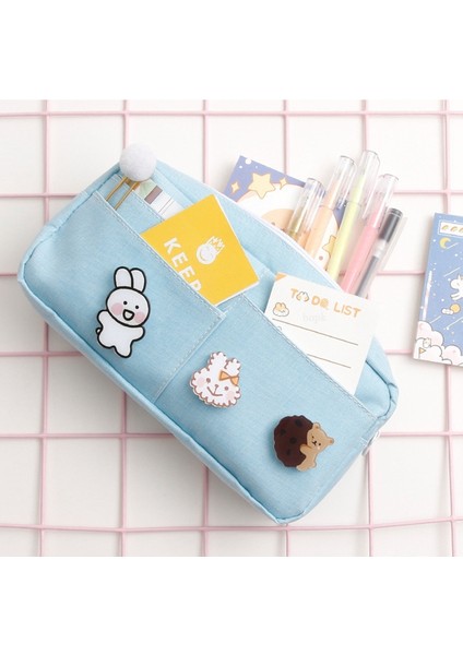 Orman-Yeşil Tarzı Sevimli Mor Tuval Kalem Kutusu Sevimli Hayvan Rozeti Pembe Kalemlik Büyük Okul Kalem Çantaları Kız Öğrenci Kırtasiye Malzemeleri (Yurt Dışından) fırsatları