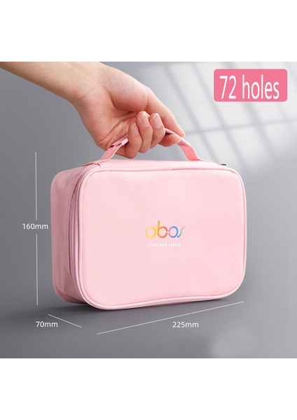 72 Delikli Pembe Stil Delik Şok Geçirmez Kalem Perdesi Kalem Kutusu Ayırılabilir Oxford Kumaş Süper Büyük Kapasiteli Kırtasiye Saklama Çantası (Yurt Dışından)