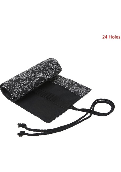 48 Delik Stili J2HC Güzel Yaprak Okul Kalem Kutusu Silindir Delikli Kanvas Rulo Makyaj Kanvas Kalem Çantası Kızlar ve Erkekler Için (Yurt Dışından) fiyatları