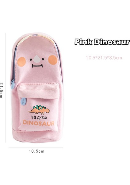 Pembe Dinozor Stili Sevimli Şanslı Kedi ve Dinozor Kalem Kalem Çantası Karikatür Okul Çantası Şekli Depolama Organizatörü Kalemler Kalemler Okul A6785 (Yurt Dışından)