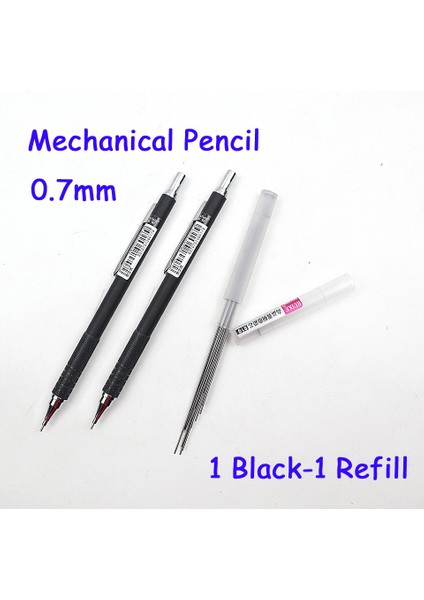 2 Siyah-1yeniden Doldur-0.7 Stili 2 Adet Metal Mekanik Kalem Yüksek Otomatik Kalem Profesyonel Boyama Yazma Ofis Okul Malzemeleri Için (Yurt Dışından)