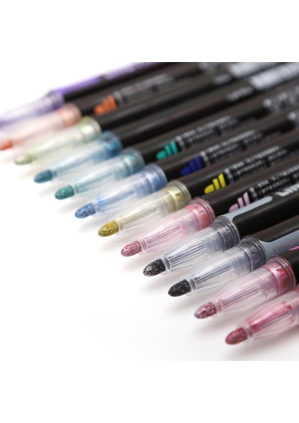 8 Renk Stili Çift Çizgili Floresan Boya Kalemleri Glitter Marker Pe Renkleri Beyaz Tahta Yuvarlak Uç Kalem El Hesap Kalemi Hat Çizgisi (Yurt Dışından)