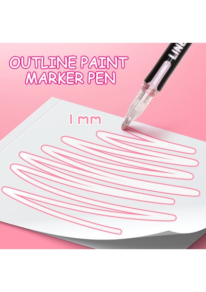 8 Renk Stili Çift Çizgili Floresan Boya Kalemleri Glitter Marker Pe Renkleri Beyaz Tahta Yuvarlak Uç Kalem El Hesap Kalemi Hat Çizgisi (Yurt Dışından)
