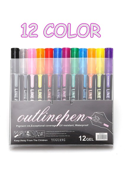 8 Renk Stili Çift Çizgili Floresan Boya Kalemleri Glitter Marker Pe Renkleri Beyaz Tahta Yuvarlak Uç Kalem El Hesap Kalemi Hat Çizgisi (Yurt Dışından)