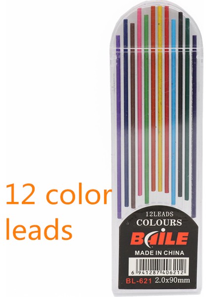 1 Takım 12 Renk Yol Açar Stili 2.0 Kalınlığında Doldurulabilir Mekanik Kalem Opsiyonel Satın Al 12 Renk Doldurma 2b Siyah Kurşun Kalem Çizim ve Yazma Kırtasiye (Yurt Dışından)