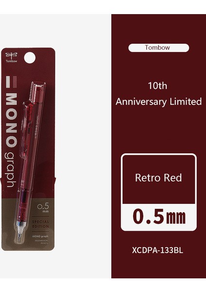Vintage Kırmızı Stil 2021 Yeni Gelen Japonya Tombow Retro Dumanlı Renkli Mekanik Kalem 10.yıl Kutlaması Sınırlı Sayıda Sallamalı Kurşun Kalem (Yurt Dışından)