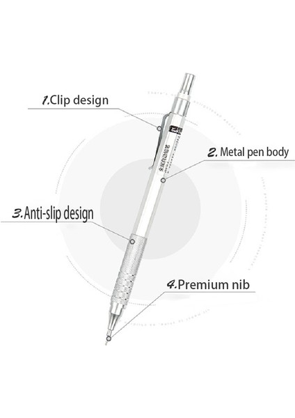 0,5 mm Gümüş Tarzı 0.5b Mekanik Kalem Yüksek Metal Otomatik Çizim Kalem Metal Kalem Kutusu ile Sevimli Kırtasiye Okul Malzemeleri (Yurt Dışından) fırsatları