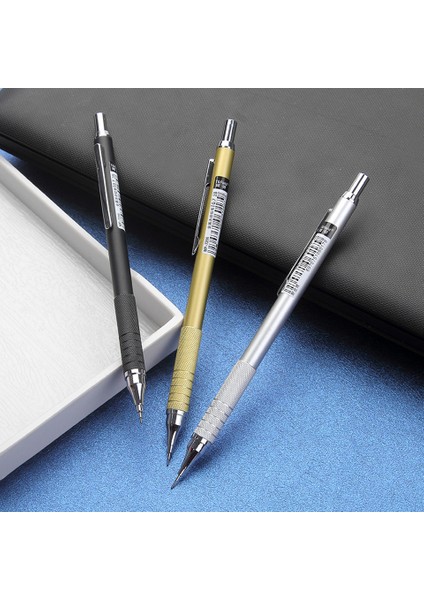 2golden-1refill-0.5 Stili 2 Adet Metal Mekanik Kalem Yüksek Otomatik Kalem Profesyonel Boyama Yazma Ofis Okul Malzemeleri Için (Yurt Dışından) modelleri