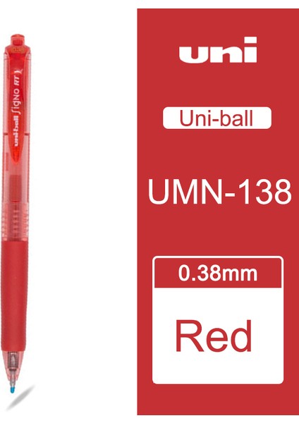 Kırmızı Stil Japonya'da Üretilen Ultra Ince UMN-138 Mitsubishi Uni-Ball Signo Rt Geri Çekilebilir Jel Kalem Pena - E-Ticaret Başlığı (Yurt Dışından)
