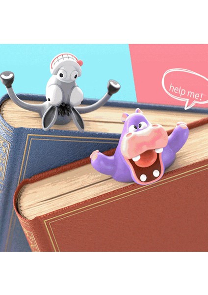 Su Aygırı Stili Moda 3D Stereo Karikatür Hayvan Ayraçlar Sevimli Kedi Komik Öğrenci Okul Kırtasiye Çocuk Ayraç Güzel Hediye (Yurt Dışından)