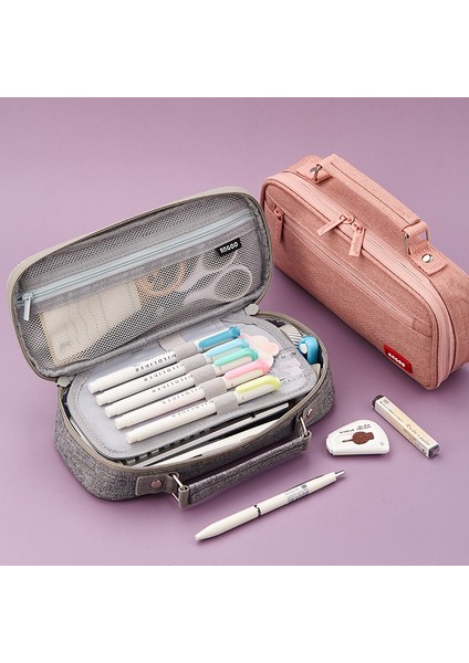 B Siyah Stil Büyük Kapasiteli Zarif Kanvas Kalem Kutusu Okul Taşınabilir Kalem Kutusu Malzemeleri Kalem Çantası Kalem Kılıfı Kırtasiye (Yurt Dışından) fiyatları