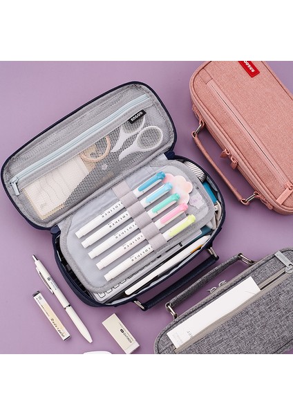 B Siyah Stil Büyük Kapasiteli Zarif Kanvas Kalem Kutusu Okul Taşınabilir Kalem Kutusu Malzemeleri Kalem Çantası Kalem Kılıfı Kırtasiye (Yurt Dışından) modelleri