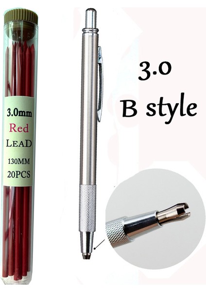 Kırmızı ve 3.0b Tarzı Metal Mekanik Otomatik Kurşun Kalem Basit Kurşun Tutucu Çelik Stajyonerlik Okul Malzemeleri Sanat Malzemeleri (Yurt Dışından)