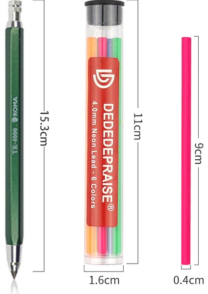 GÜL-KIRMIZI6PCS-MIX6PCS Tarzı Metal Otomatik Mekanik Kömür Kalem Kalın Renkli Kalem Yedek Kurşun Çekirdek Neon Kurşun 6 Renk Çizim Silinebilir (Yurt Dışından) indirimleri