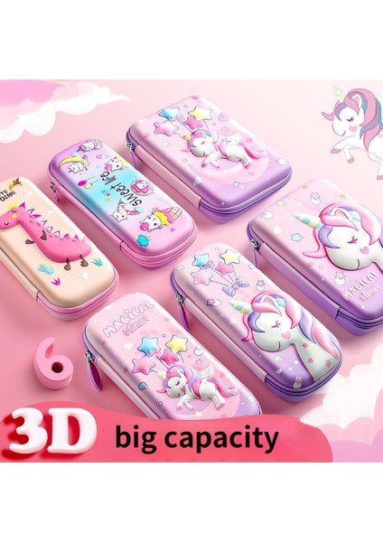 No.17 Stili 1 Adet 3D Çizgi Film Eva Büyük Kapasiteli Okul Kızı Stili Su Geçirmez Pembe Unicorn Kalem Çantası Stereoskopik Kalem Kutusu Öğrenciler Kalemlik (Yurt Dışından) fiyatları