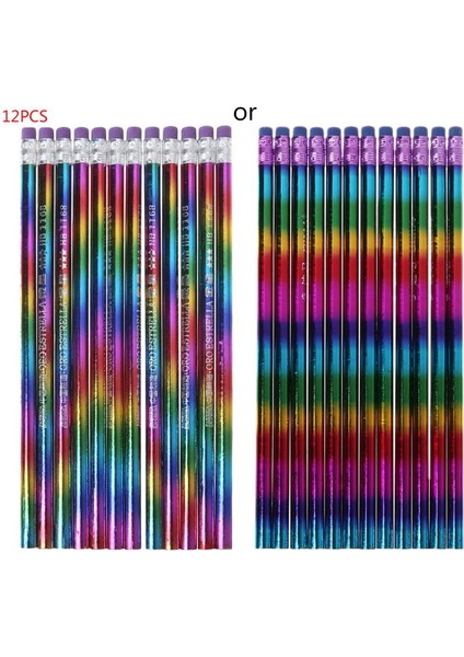 Gökkuşağı Kurşunkalem Ahşap Çevreci Parlak Renk Hb Çizim Boyama Kalemleri Okul Ofis Yazma Kalem (Yurt Dışından)