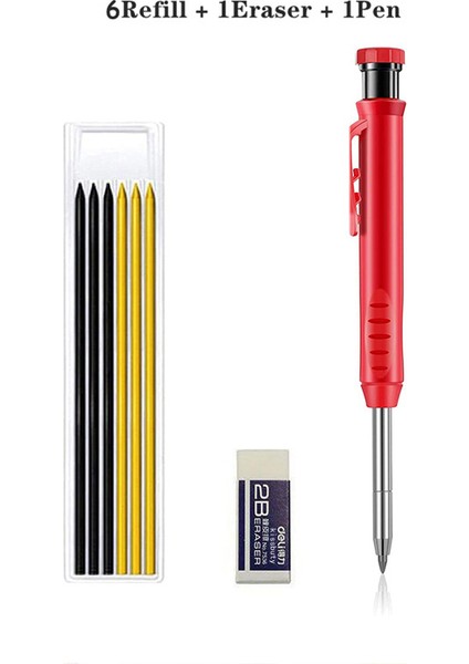 Pen-Mix Dolum A Stili 6 Yedek Uçlu Kalemtıraşlı Ahşap Işçiliği Derin Delik Mekanik Kalem Seti (Yurt Dışından)