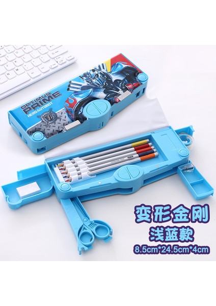 Açık Mavi Boys Tarzı Transformers Deforme Kalem Kutusu Yaratıcı Çok Fonksiyonlu Kalem Kutusu Sevimli Okul Kalemlik Kalem Tutucu Hediye Çocuklar Için Bo (Yurt Dışından)