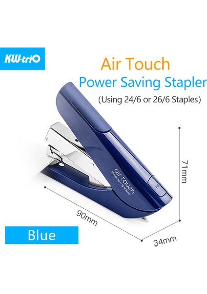 Mavi Zımba-1 Adet Tarzı Kw-Trio Air Touch Güç Tasarrufu Zımba Süper Zorluk Tasarrufu Zımbalama Makinesi Bağlama Kağıt Setleri Okul Ofis Malzemeleri (Yurt Dışından)