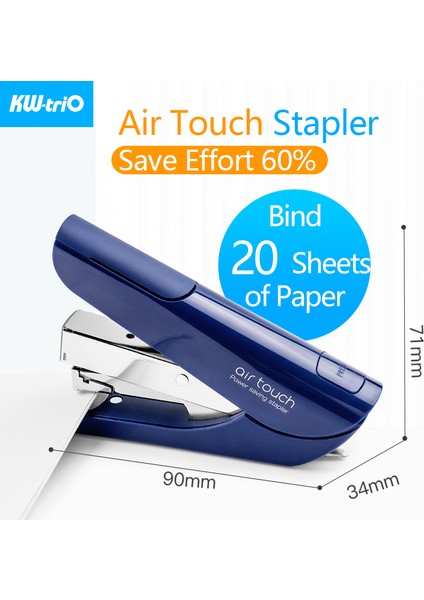 Mavi Zımba-1 Adet Tarzı Kw-Trio Air Touch Güç Tasarrufu Zımba Süper Zorluk Tasarrufu Zımbalama Makinesi Bağlama Kağıt Setleri Okul Ofis Malzemeleri (Yurt Dışından)