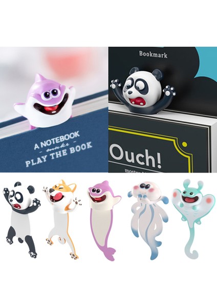 Su Aygırı Stili Yaratıcı 3D Panda Shiba Inu Komik Pvc Kitap Ayraçları Sevimli Kitap Işaretçileri Karikatür Hayvan Ayraçları Sevimli Gerçek Ahtapot Okul Malzemeleri (Yurt Dışından)