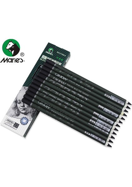 12 Adet Özel Yumuşak Stil Marie'nin ve Sketch Kömür Kalem Boyama Yumuşak Kalemler Çizim Lapiz Set Kırtasiye Okul Kalemler Öğrenciler Sanat (Yurt Dışından) fiyatları
