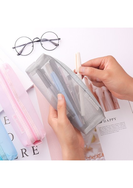 Siyah Stil Şeffaf Kırtasiye Kalem Çantası Öğrenci Sınavlara Özel Naylon File Kalem Kutusu Unisex Büyük Kapasiteli Pouool Malzemeleri (Yurt Dışından) fiyatları