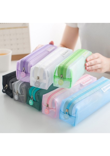 Siyah Stil Şeffaf Kırtasiye Kalem Çantası Öğrenci Sınavlara Özel Naylon File Kalem Kutusu Unisex Büyük Kapasiteli Pouool Malzemeleri (Yurt Dışından) modelleri