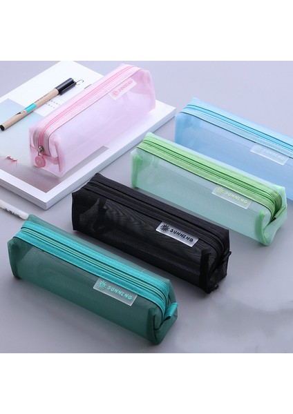Siyah Stil Şeffaf Kırtasiye Kalem Çantası Öğrenci Sınavlara Özel Naylon File Kalem Kutusu Unisex Büyük Kapasiteli Pouool Malzemeleri (Yurt Dışından) fırsatları