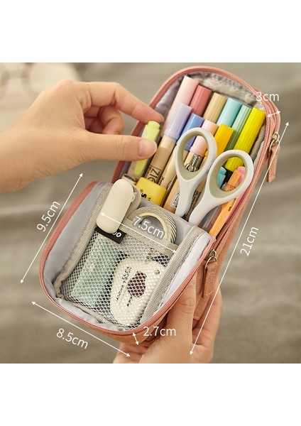 Mavi Stil Angoo Genç Kalem Çantası Kalem Kutusu Çift Taraflı Açık Tuval Kalem Telefon Tutucu Depolama Kılıfı Kırtasiye Okul A6171 (Yurt Dışından) fiyatları