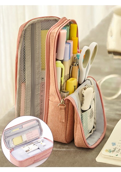 Mavi Stil Angoo Genç Kalem Çantası Kalem Kutusu Çift Taraflı Açık Tuval Kalem Telefon Tutucu Depolama Kılıfı Kırtasiye Okul A6171 (Yurt Dışından) modelleri