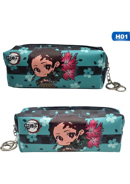 H01 Stili Anime Demon Slayer Kimetsu No Yaiba Fermuarlı Kanvas Öğrenci Kalem Çantası - Okul Malzemeleri Için Cüzdan Depolama Istasyoneri (Yurt Dışından)