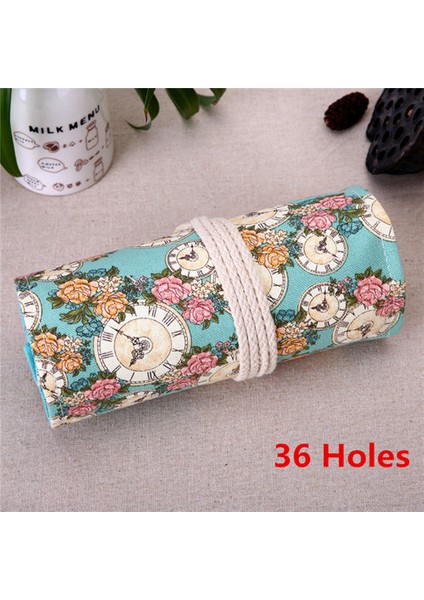 Yeşil Stil Delikli Büyük Kalem Kutusu Okul Tuval Rulo Kılıfı (Yurt Dışından)