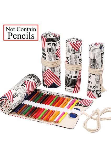 Bir Stil 36 Delikli Kalem Kutusu Okul Malzemeleri Sanat Kalem Çantası Tuval Kalem Sarma Rulo Makyaj Kozmetik Fırça Kalem Saklama Kırtasiye Öğrenci (Yurt Dışından)